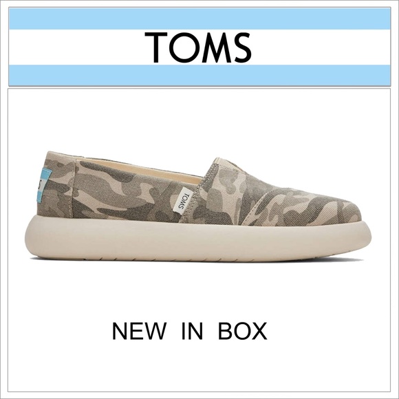 TOMS Alpargata Mallow Taupe Grey Forest Camo Print Shoe Slip On Loafer - Picture 6 of 9
